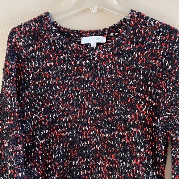 Madison Gray  black multicolored crewneck sweater three-quarter sleeves Size M - Picture 2 of 12